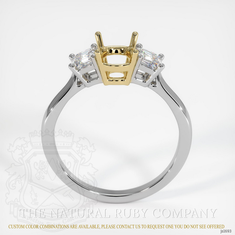 14K Yellow & White Three Stone Ring Setting