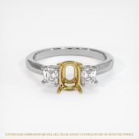 18K Yellow & White Three Stone Ring Setting Image