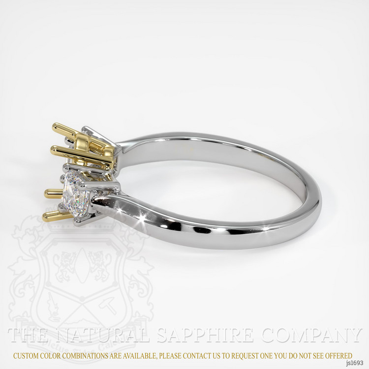 18K Yellow & White Three Stone Ring Setting