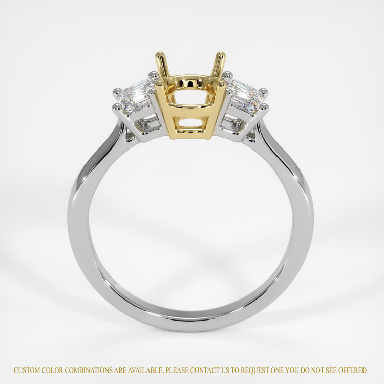 18K Yellow & White Three Stone Ring Setting