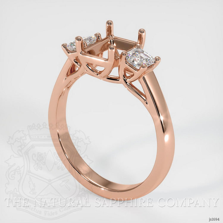 14K Rose Gold Three Stone Ring Setting