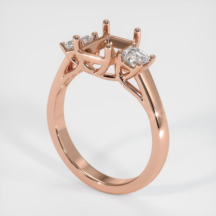 14K Rose Gold Three Stone Ring Setting