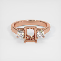 14K Rose Gold Three Stone Ring Setting Image