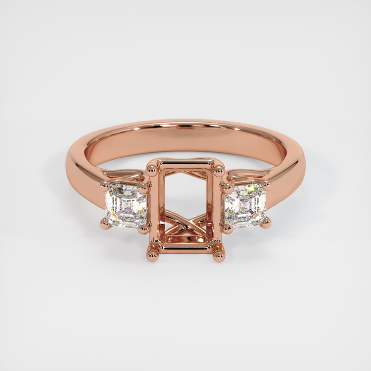14K Rose Gold Three Stone Ring Setting