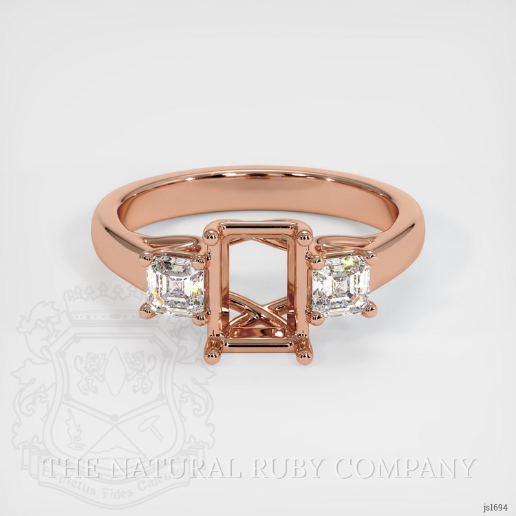 14K Rose Gold Three Stone Ring Setting