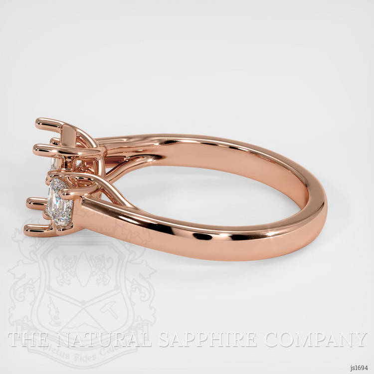 14K Rose Gold Three Stone Ring Setting
