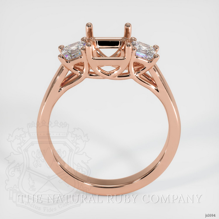 14K Rose Gold Three Stone Ring Setting