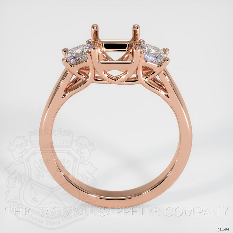 14K Rose Gold Three Stone Ring Setting