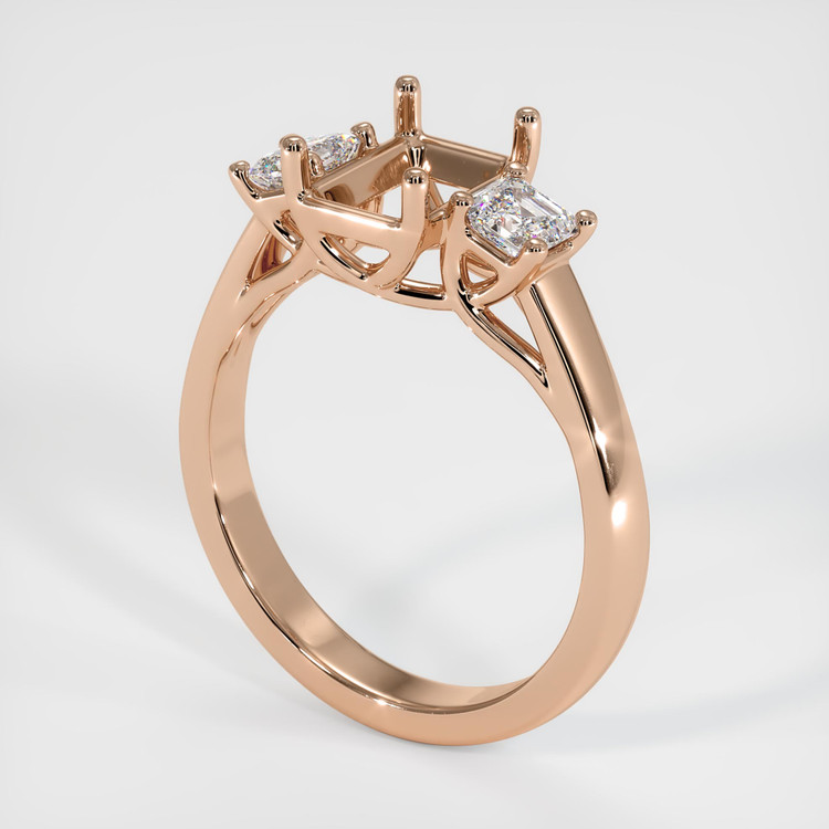 18K Rose Gold Three Stone Ring Setting
