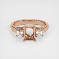 18K Rose Gold Three Stone Ring Setting Image