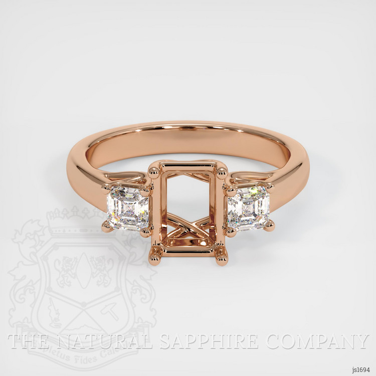 18K Rose Gold Three Stone Ring Setting