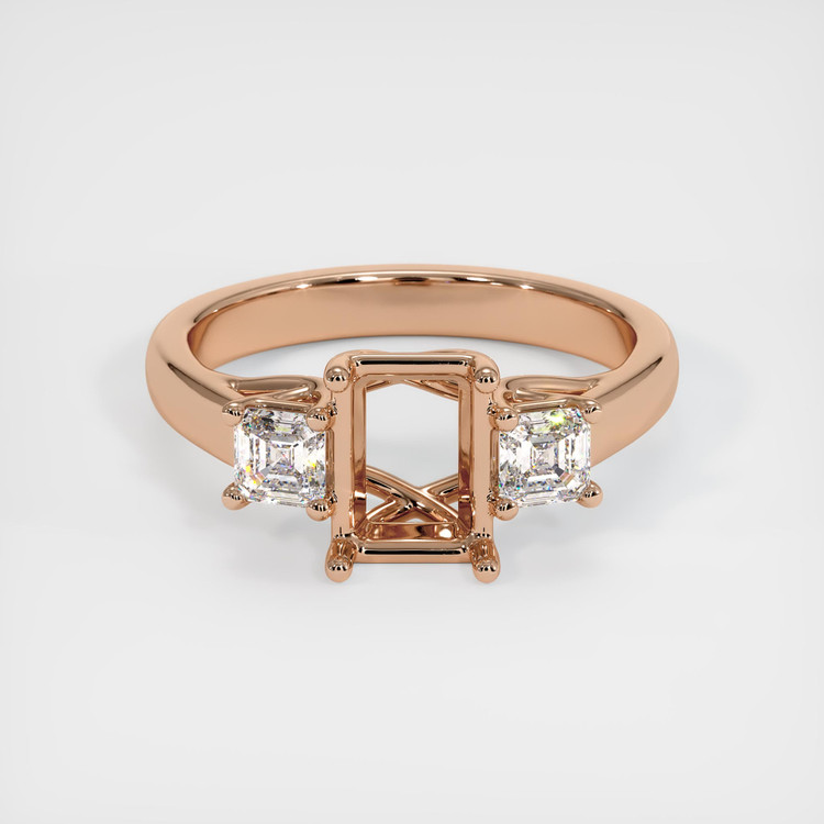 18K Rose Gold Three Stone Ring Setting