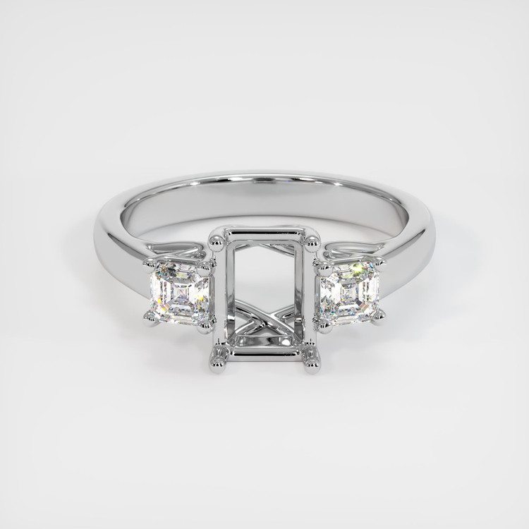 14K White Gold Three Stone Ring Setting