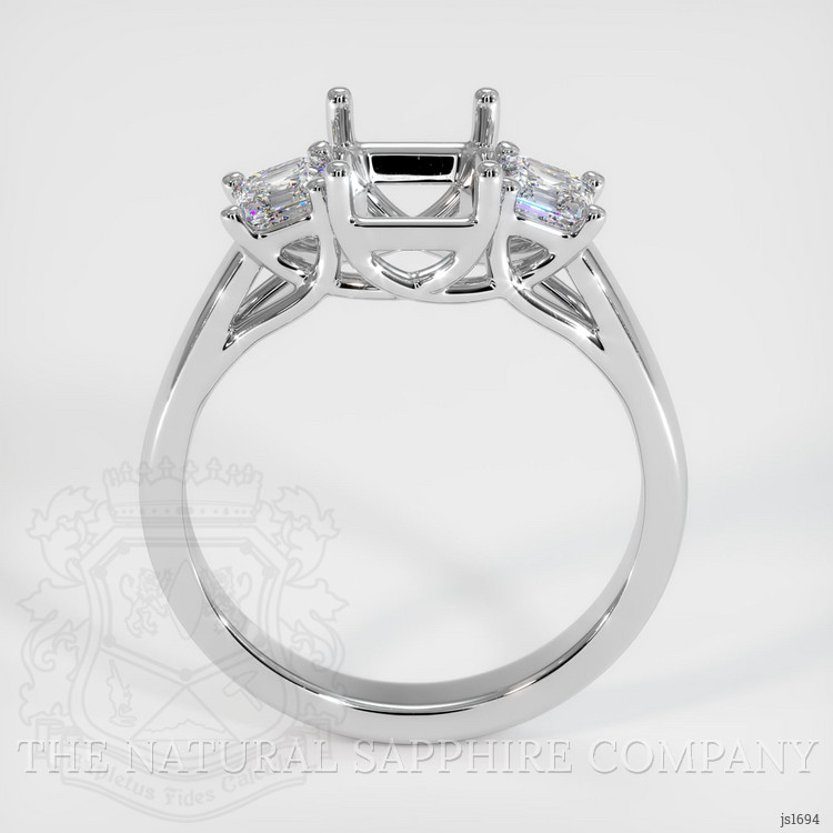 14K White Gold Three Stone Ring Setting