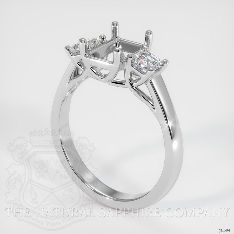 18K White Gold Three Stone Ring Setting
