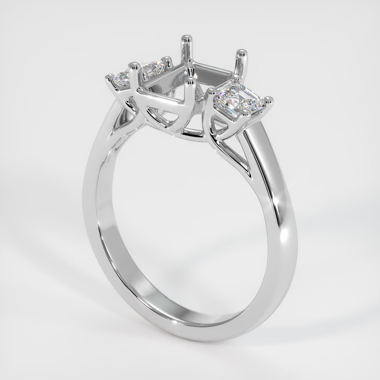 18K White Gold Three Stone Ring Setting