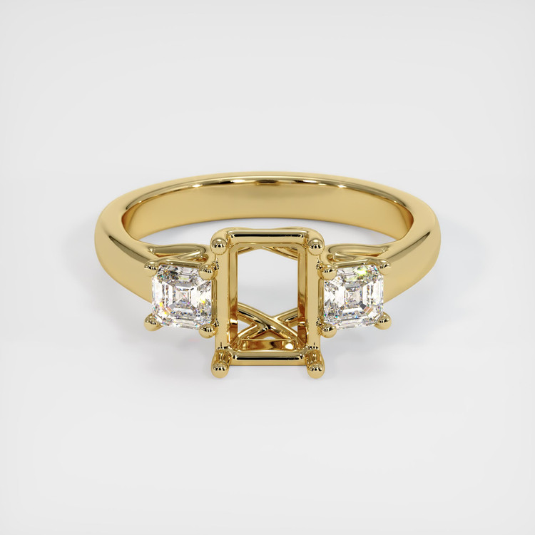 10K Yellow Gold Three Stone Ring Setting