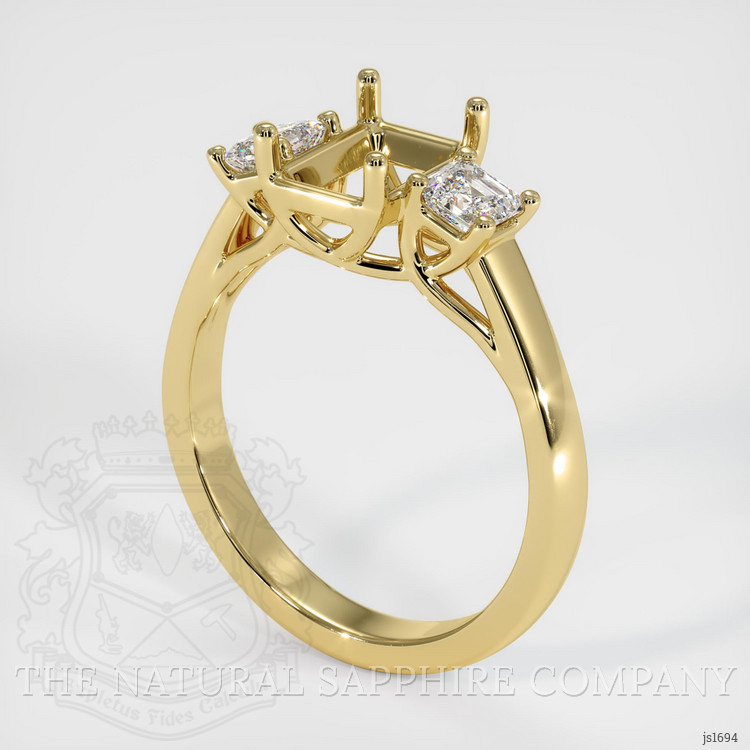 18K Yellow Gold Three Stone Ring Setting