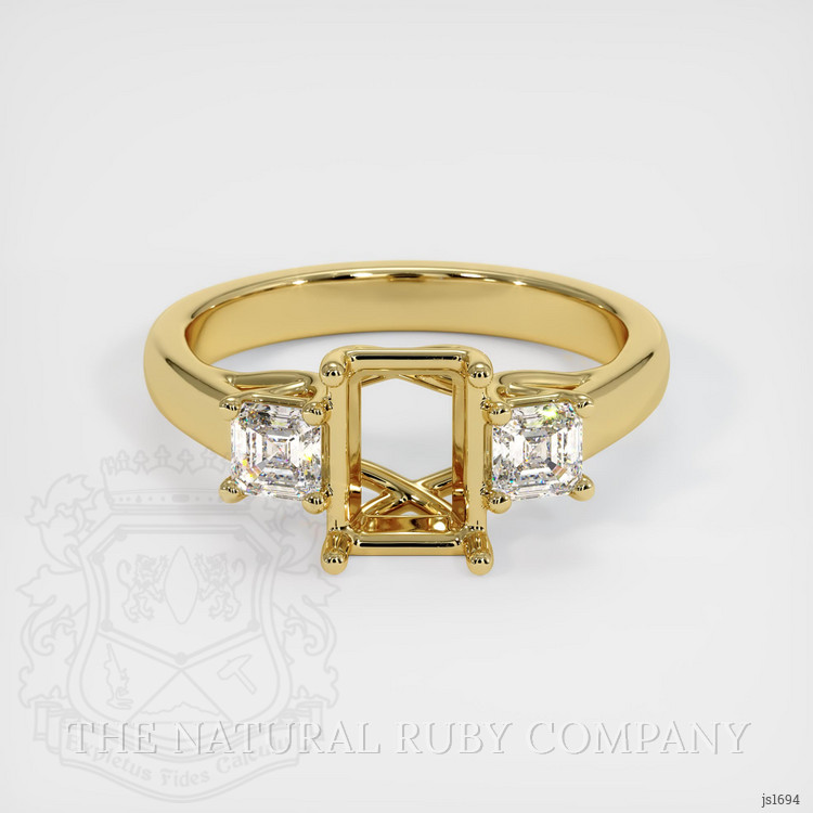 18K Yellow Gold Three Stone Ring Setting