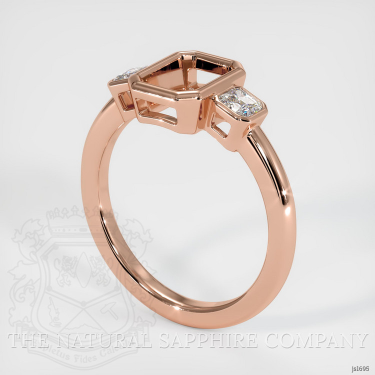 14K Rose Gold Three Stone Ring Setting