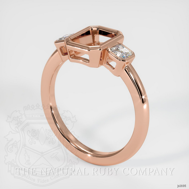 14K Rose Gold Three Stone Ring Setting