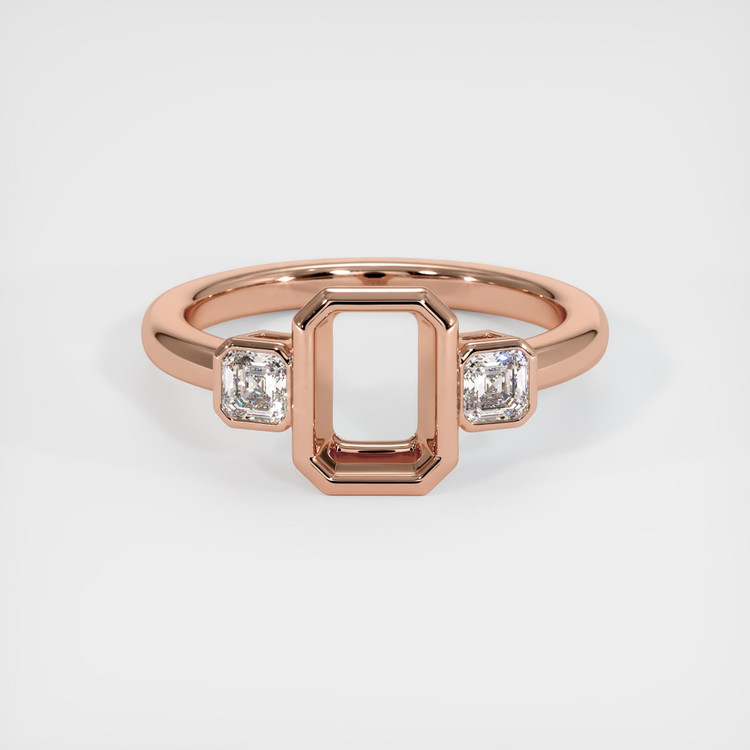 14K Rose Gold Three Stone Ring Setting