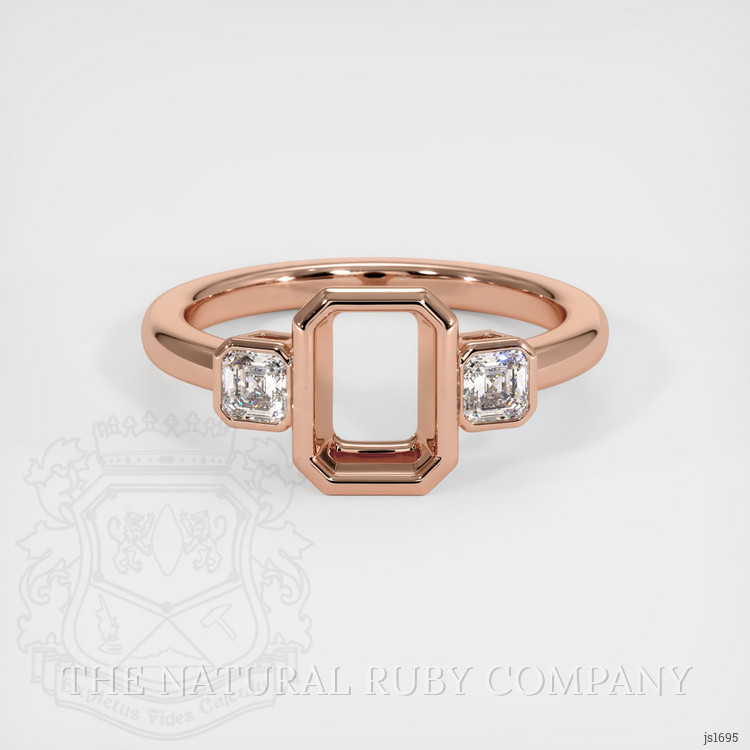 14K Rose Gold Three Stone Ring Setting