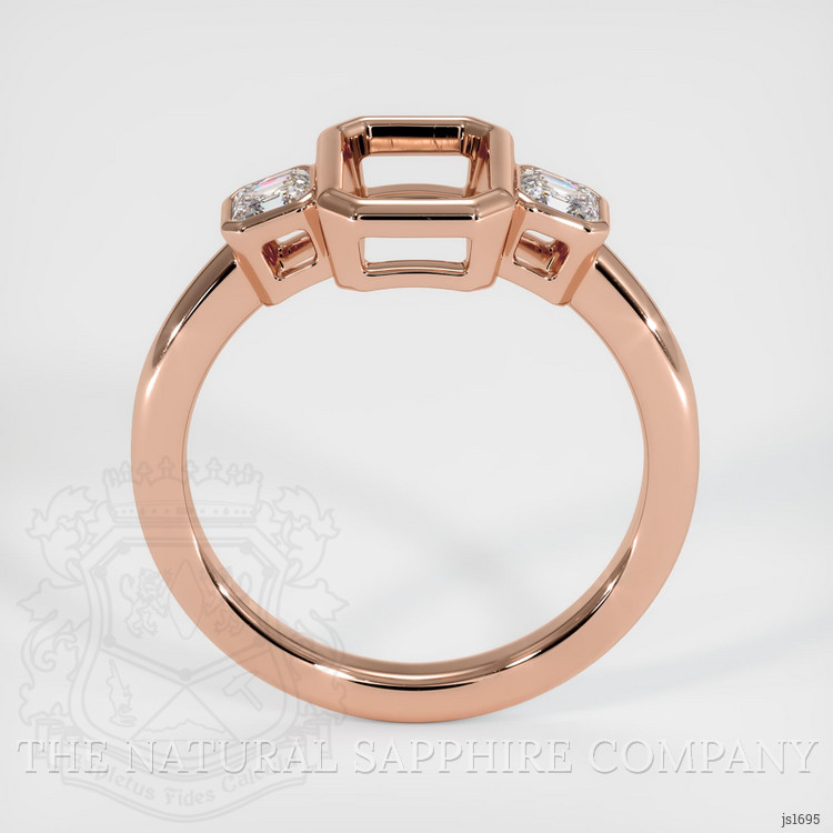 14K Rose Gold Three Stone Ring Setting