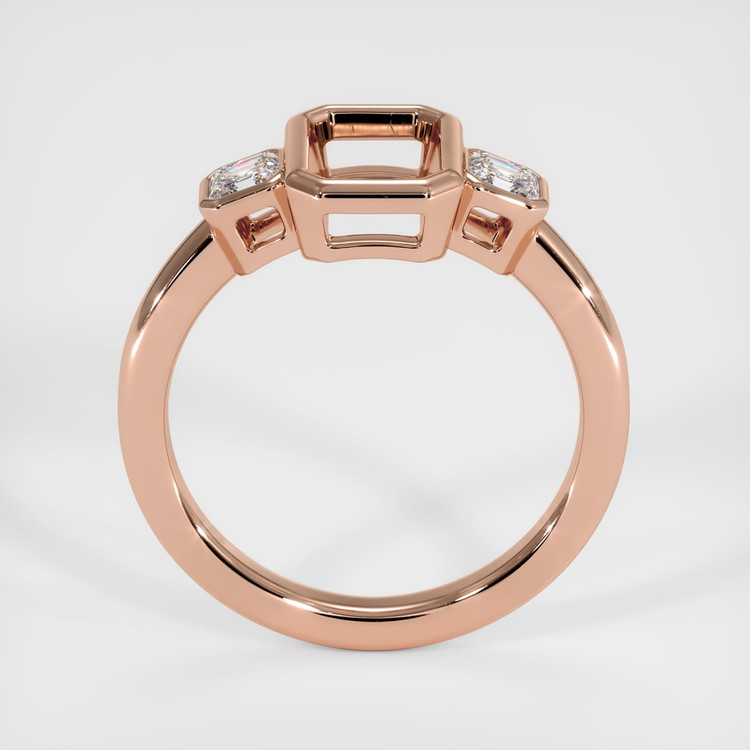 14K Rose Gold Three Stone Ring Setting