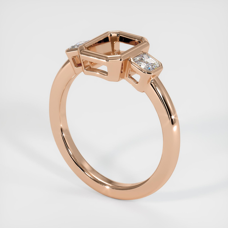 18K Rose Gold Three Stone Ring Setting