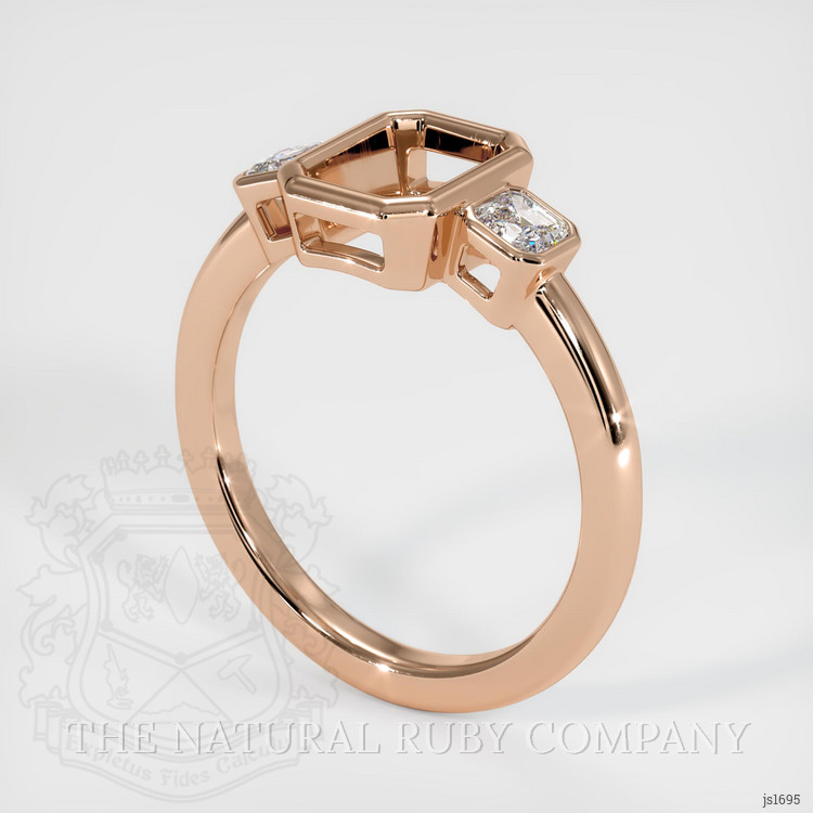 18K Rose Gold Three Stone Ring Setting