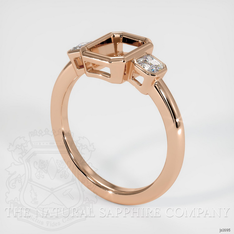 18K Rose Gold Three Stone Ring Setting