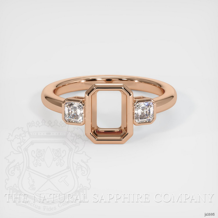 18K Rose Gold Three Stone Ring Setting