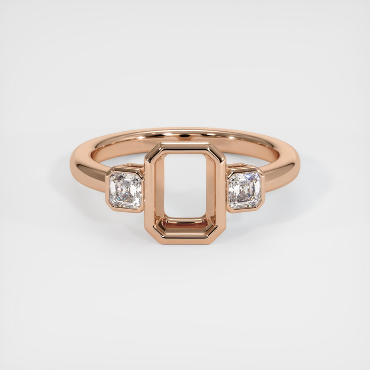 18K Rose Gold Three Stone Ring Setting