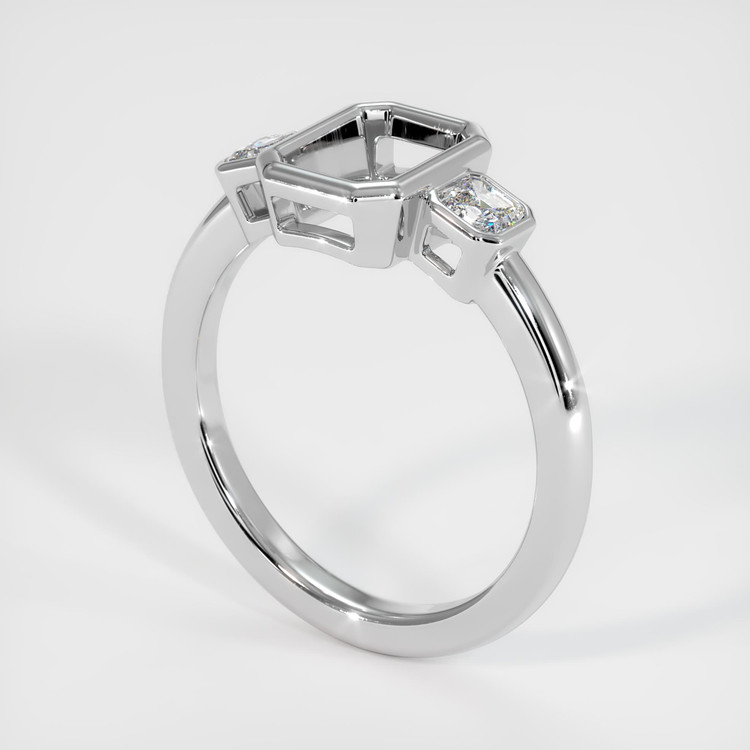 14K White Gold Three Stone Ring Setting