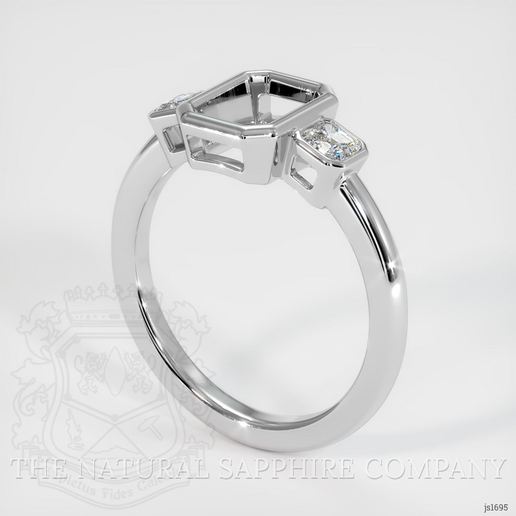 14K White Gold Three Stone Ring Setting