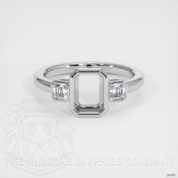 14K White Gold Three Stone Ring Setting