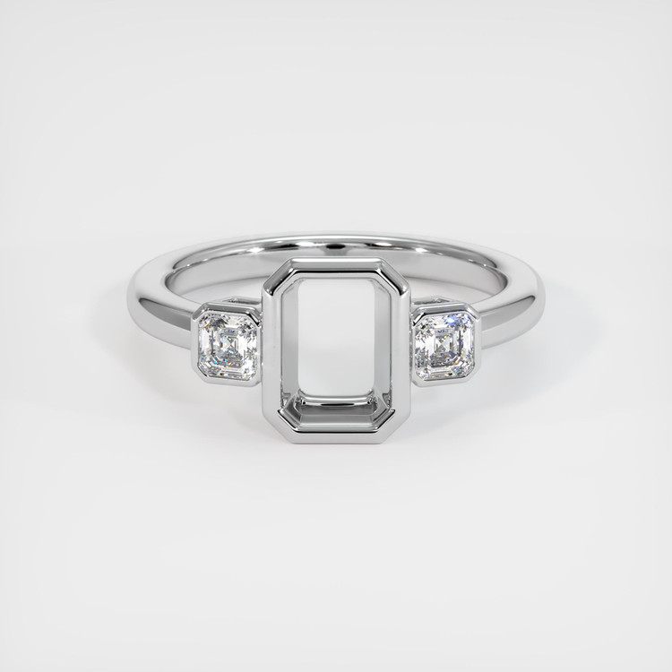 14K White Gold Three Stone Ring Setting