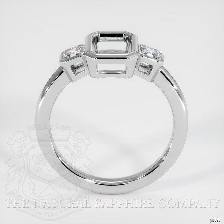 14K White Gold Three Stone Ring Setting