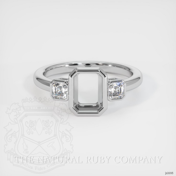 18K White Gold Three Stone Ring Setting