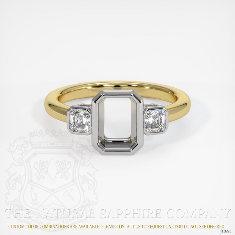 14K White & Yellow Three Stone Ring Setting