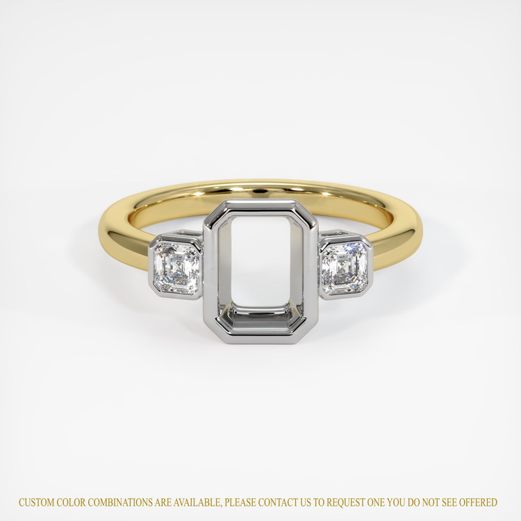 14K White & Yellow Three Stone Ring Setting