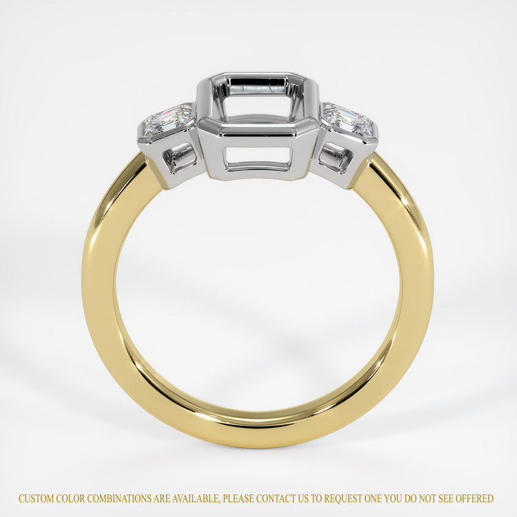 14K White & Yellow Three Stone Ring Setting