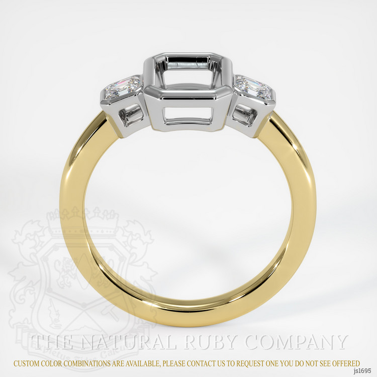 14K White & Yellow Three Stone Ring Setting