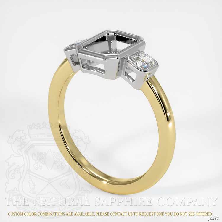 18K White & Yellow Three Stone Ring Setting