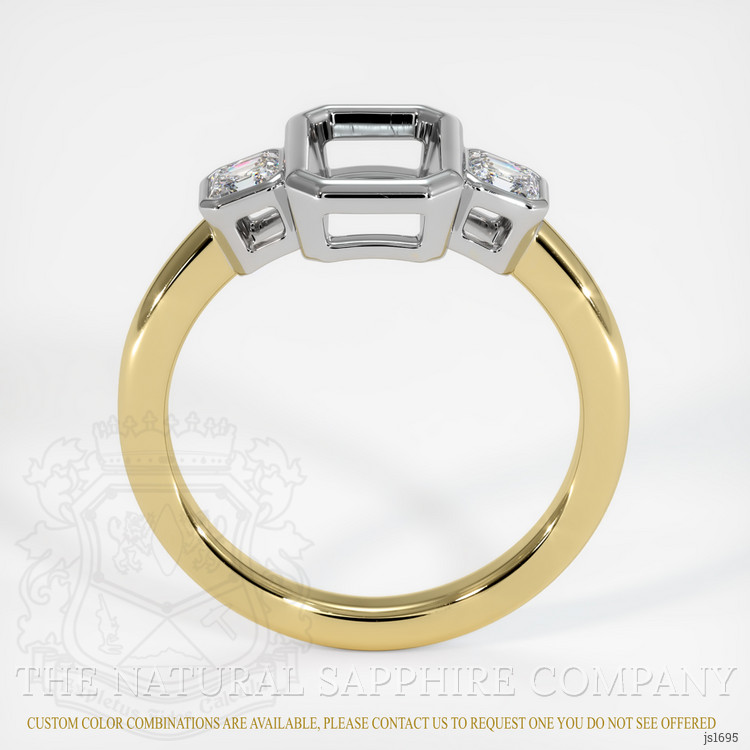 18K White & Yellow Three Stone Ring Setting