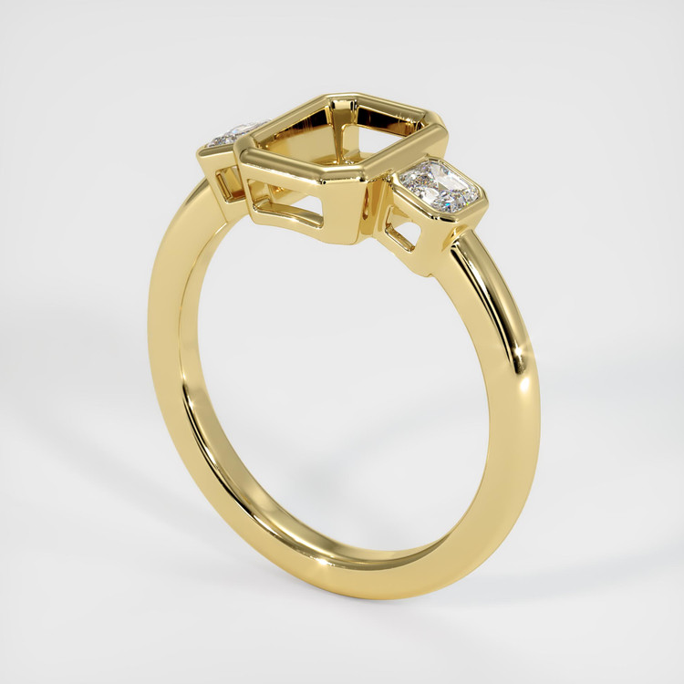 18K Yellow Gold Three Stone Ring Setting