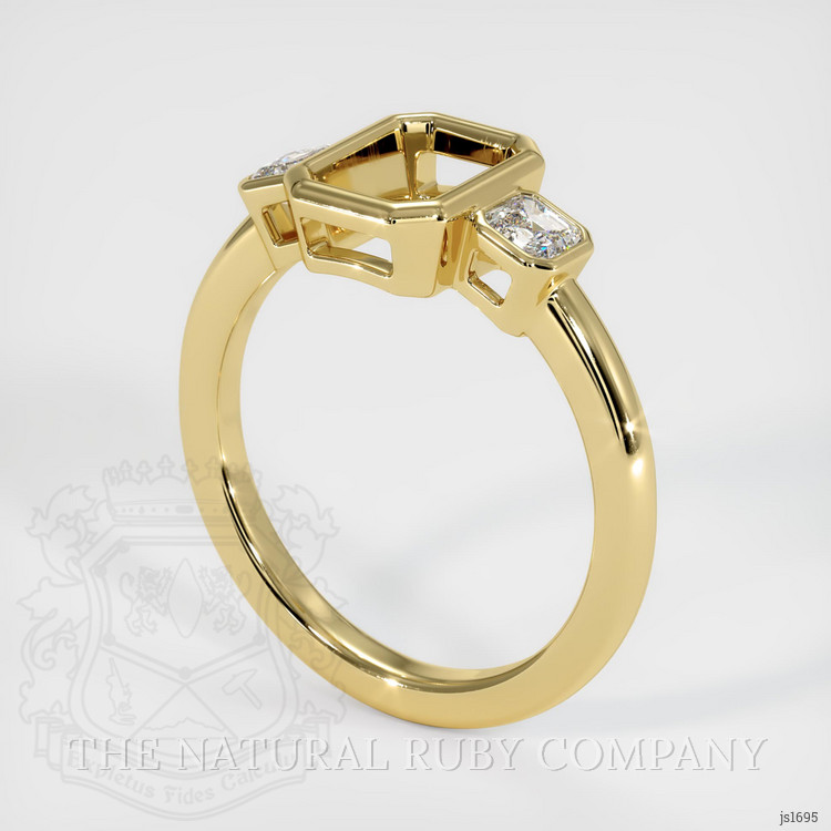 18K Yellow Gold Three Stone Ring Setting