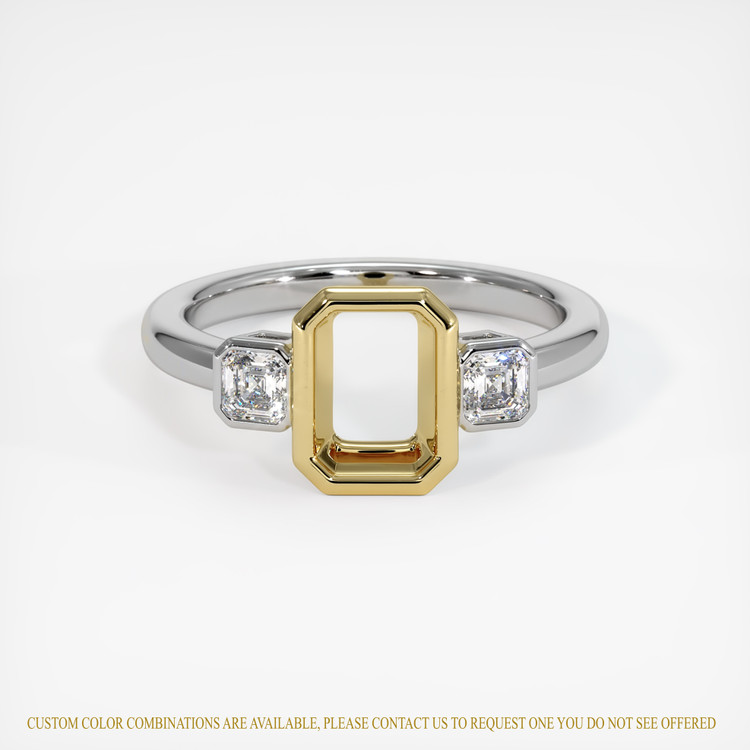 14K Yellow & White Three Stone Ring Setting