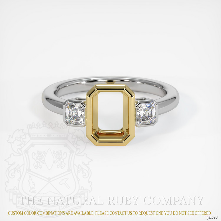 14K Yellow & White Three Stone Ring Setting